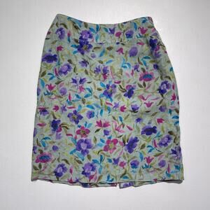 Vtg 90's Colorful Floral Linen Skirt / HABITAT / Chic Minimalist Natural Quality
